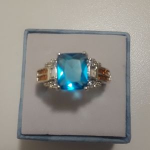 Blue topaz gemstone ring size 10, new